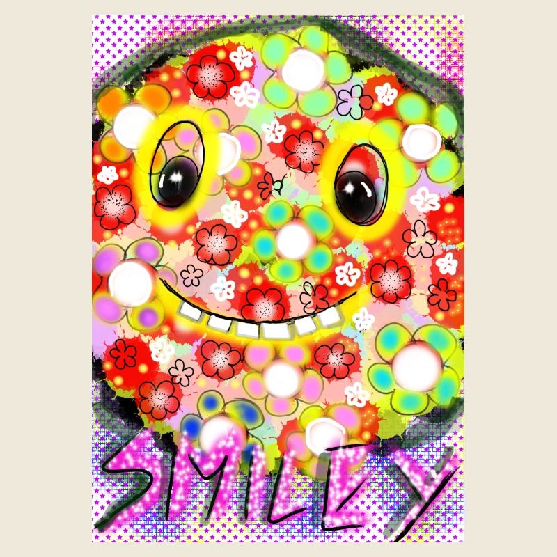 Bunte Pixel-Silhouette mit Smile