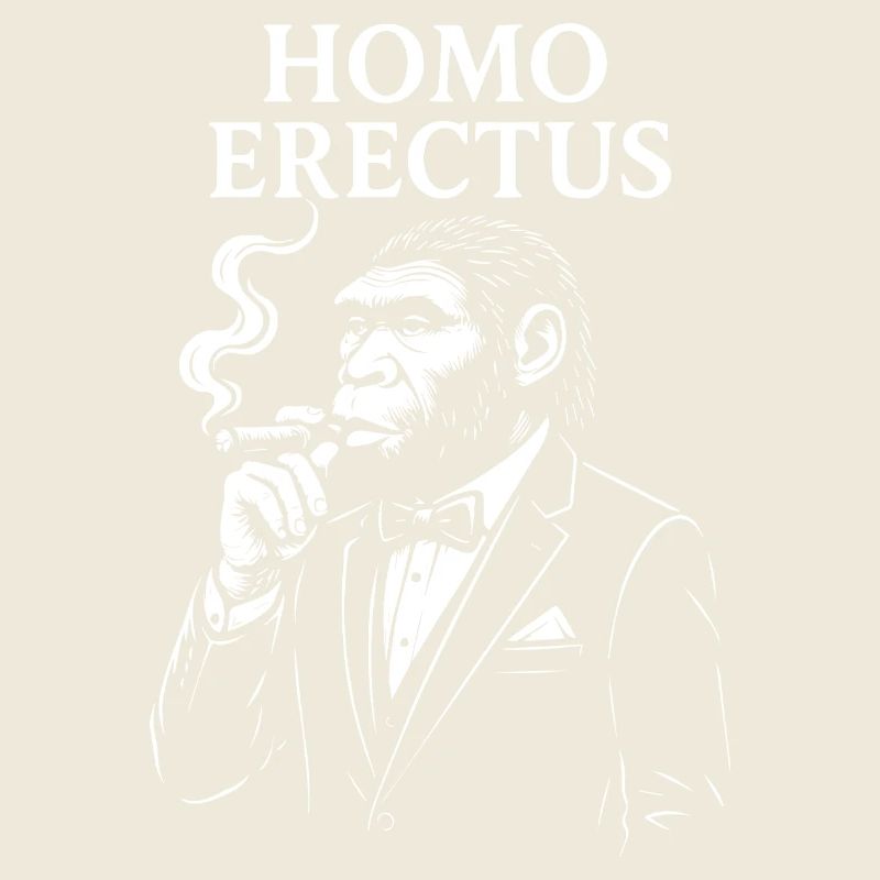 Elegant Home Erectus raucht eine Zigarre