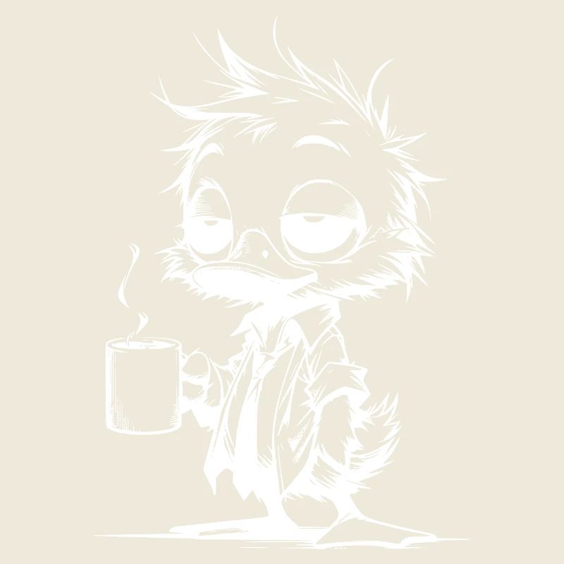 Caffeine coma duck in the office drowsy in the office