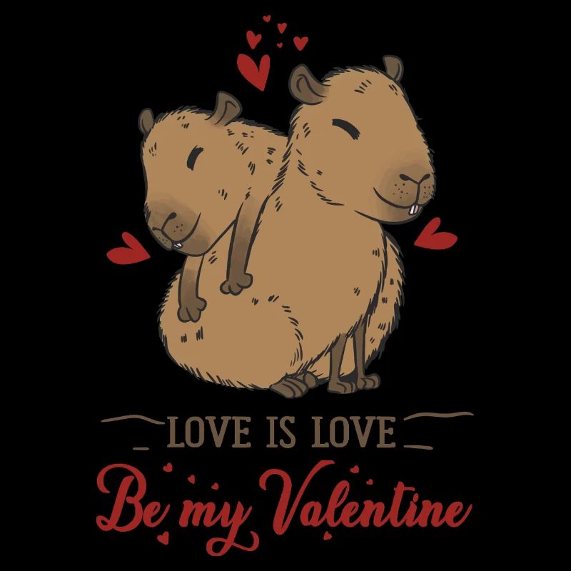 Love motif with two capybara babies