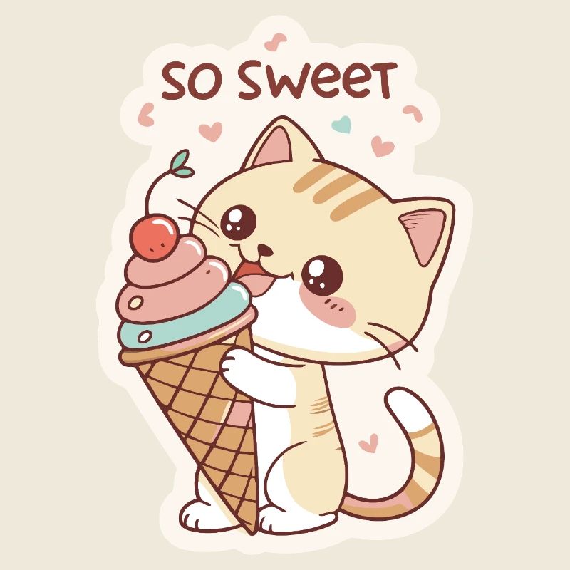 Chat gourmande et cornet pastel