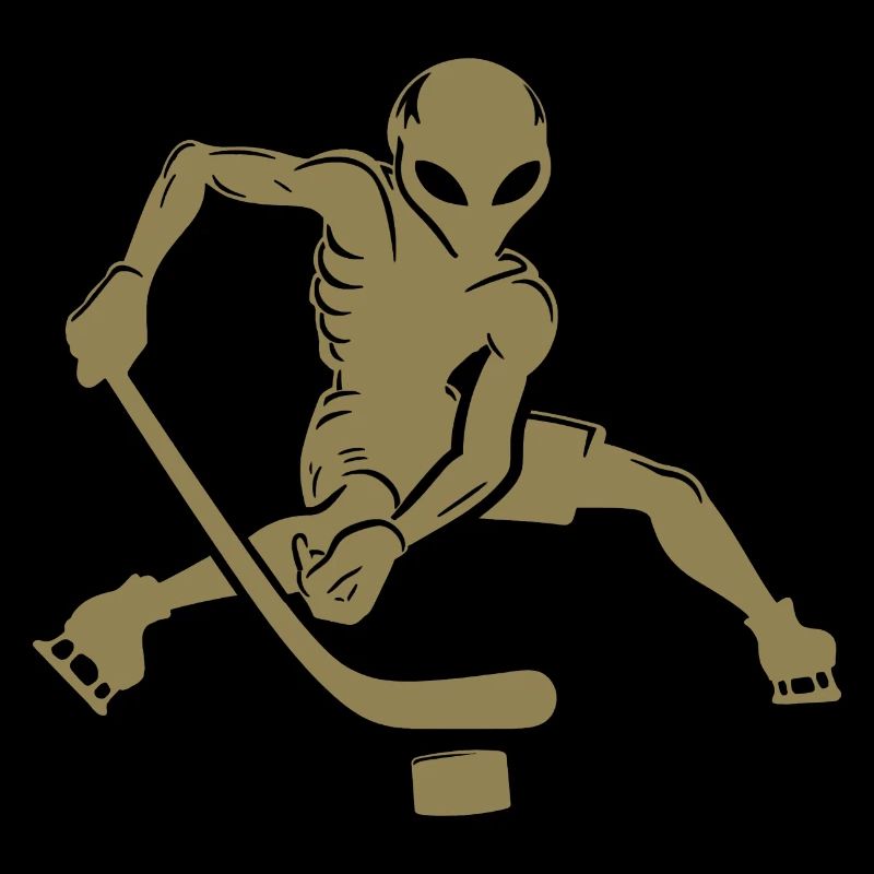 Alien Eishockey Spieler Minimalistische Silhouette