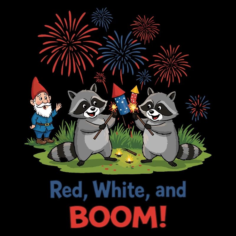 Raccoon 4th of July Fireworks Party