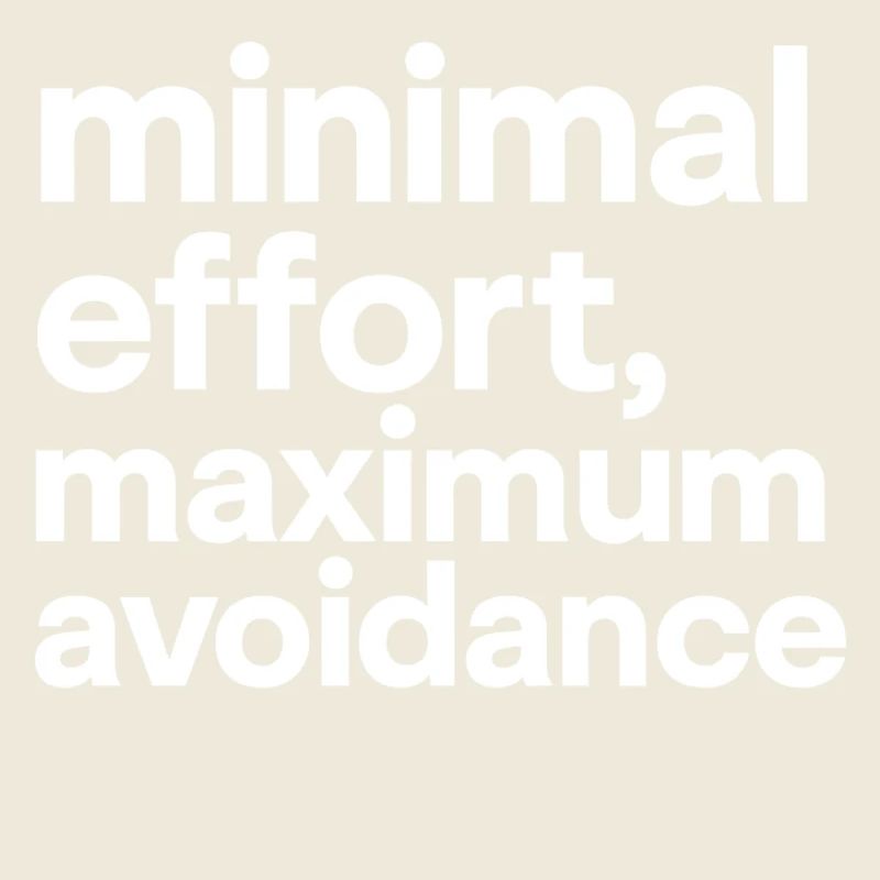 minimal effort maximum avoidance | Irony, Minimal