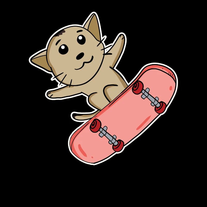 Katze Abessinierkatze als Skater mit Skateboard