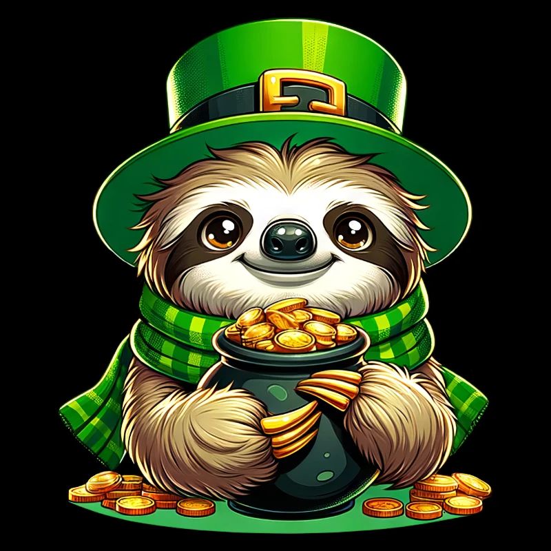 St. Patricks Day Faultier in Gold