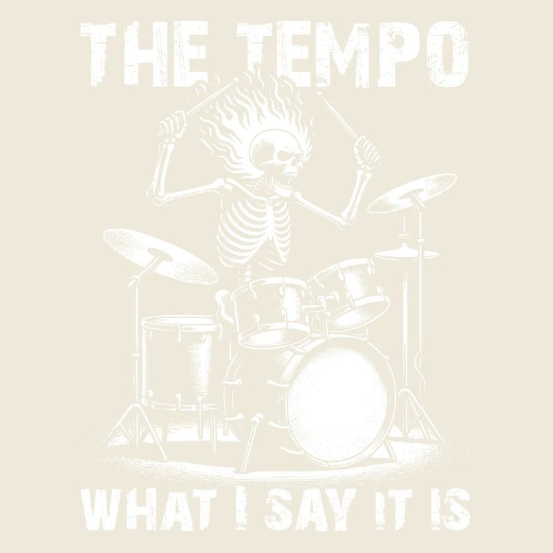 Drummer Skull skeleton on the drum set