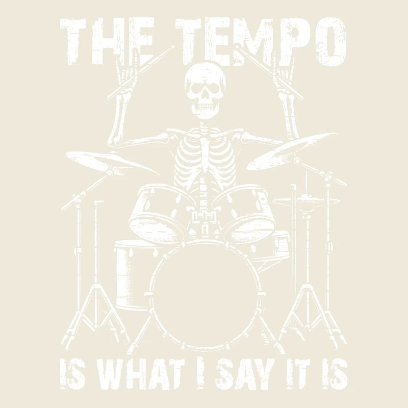 Drummer Skull skeleton on the drum set