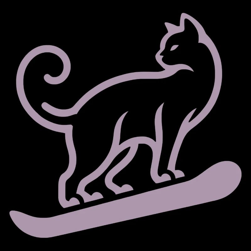 Cat Snowboard Snowboarder Minimaliste