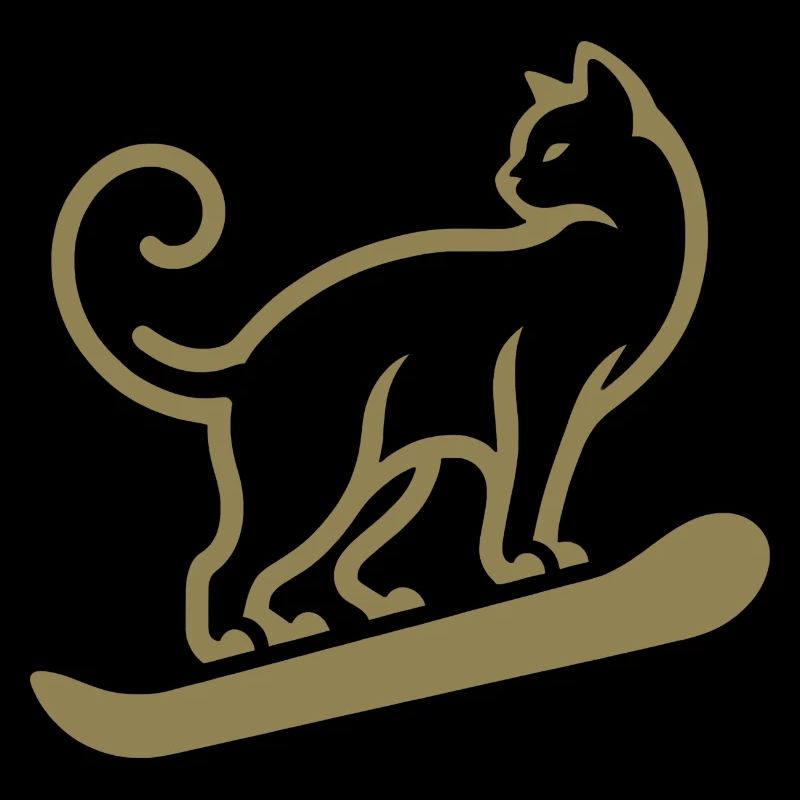 Cat Snowboard Snowboarder Design minimaliste