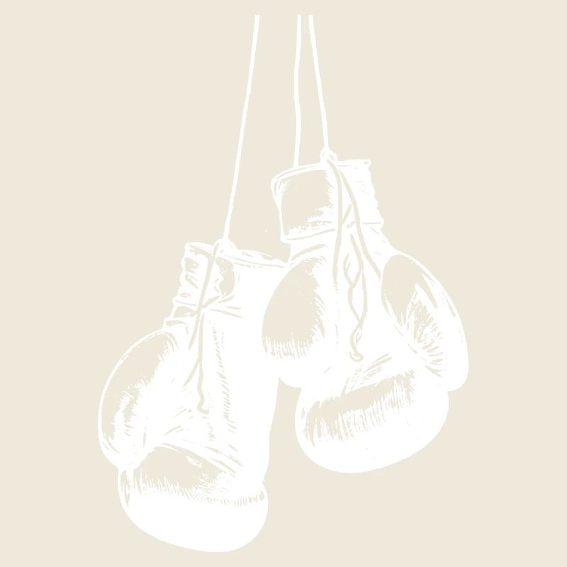 Conception de gants de boxe blancs suspendus. Conception de logo