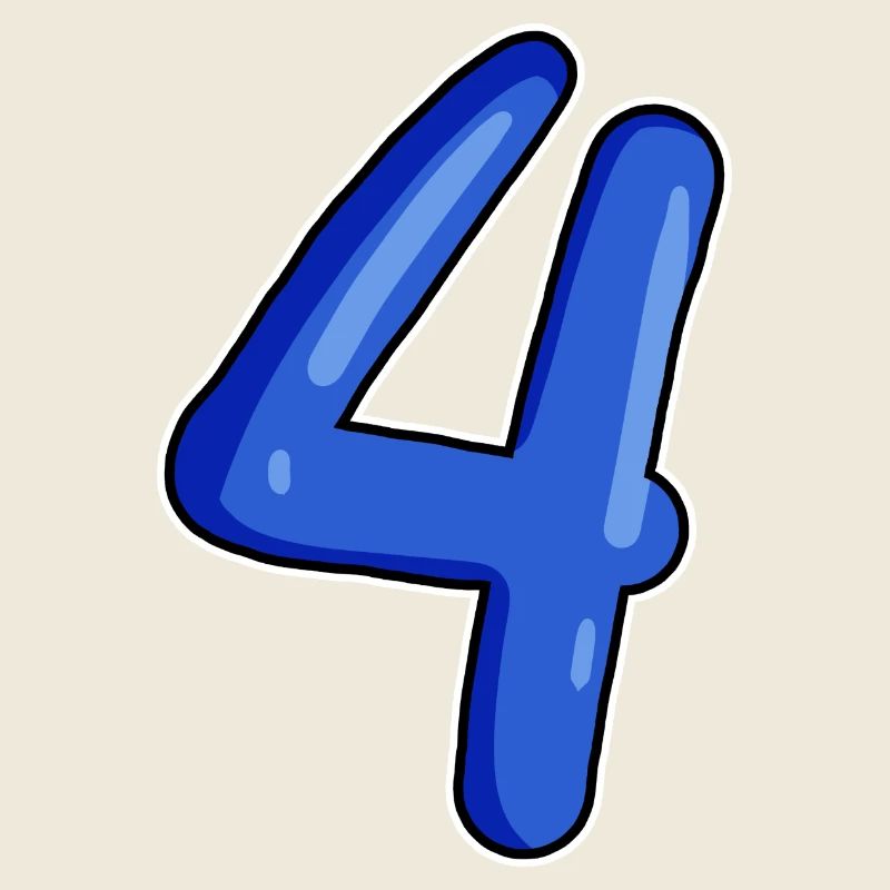 4 Zahl in Blau