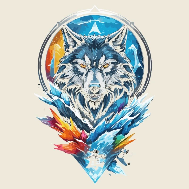 Geometric wolf water and fire