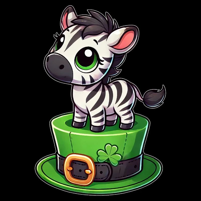 Mignon zèbre Saint-Patrick chapeau haut de forme trèfle