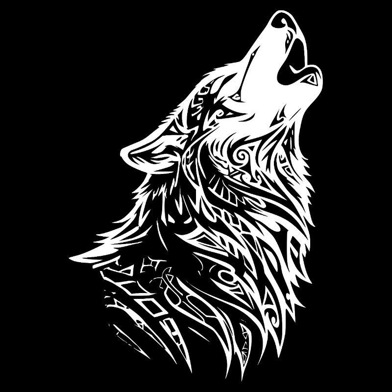 Kriegerischer Wolf mit Tribal-Design