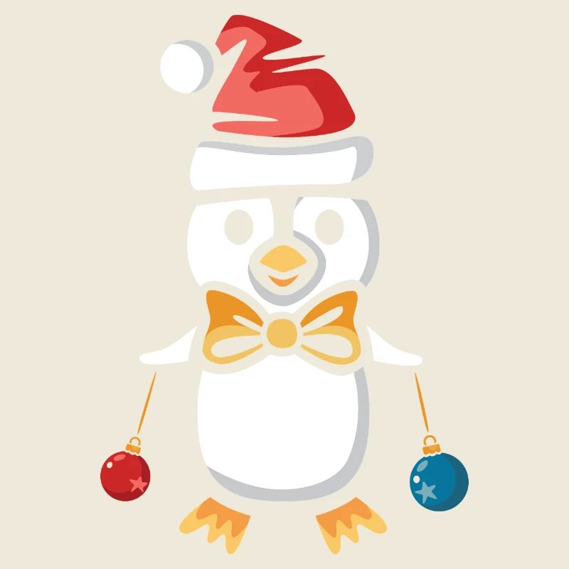 Pingouin de Noël avec chapeau et boules de Noël