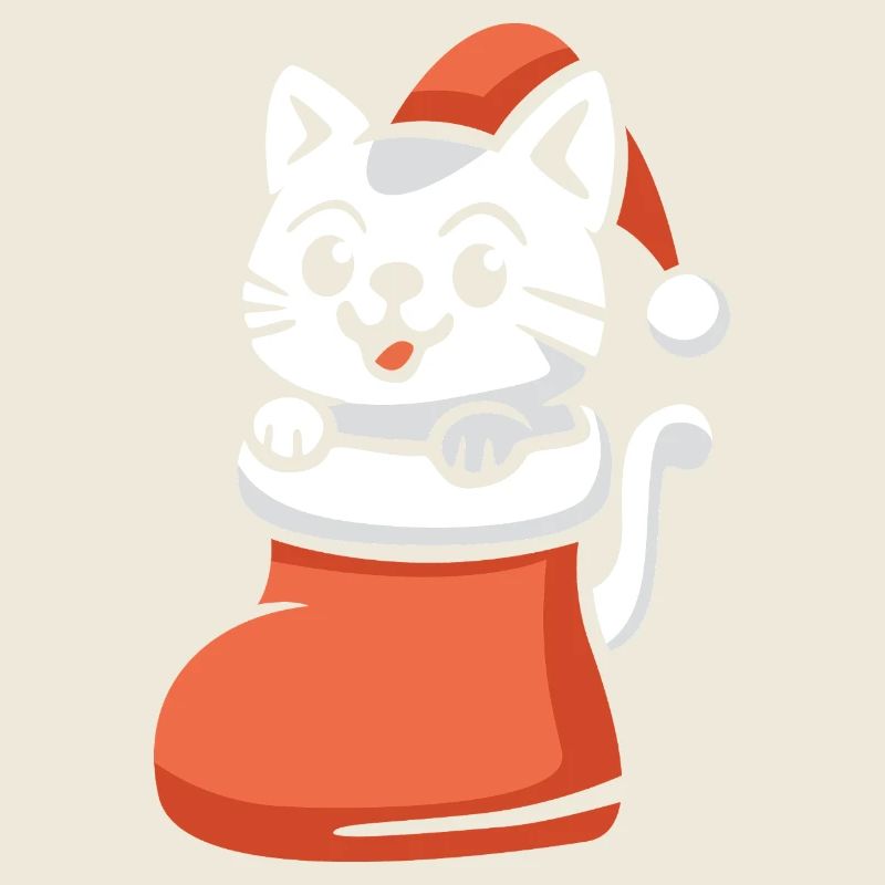 Chat de Noël mignon en bas de Noël dessin animé