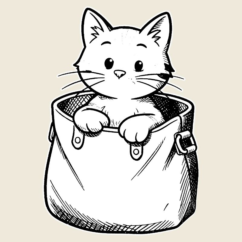 Kätzchen im Beutel Illustration