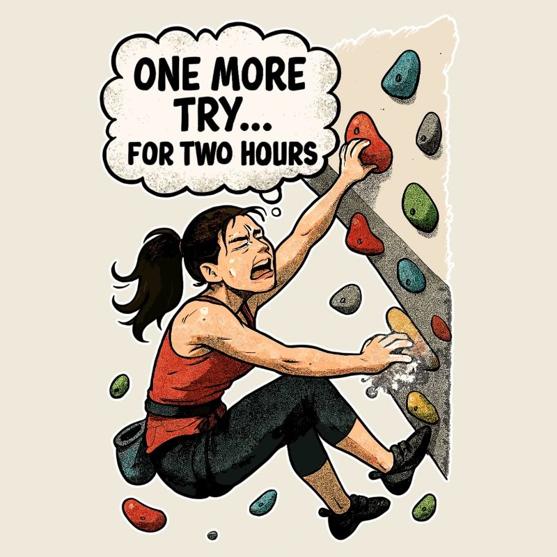 Bouldering Woman Overhang – One More Try Comic