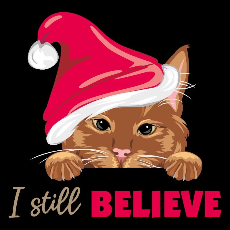 Mignon chat roux en chapeau de Père Noël
