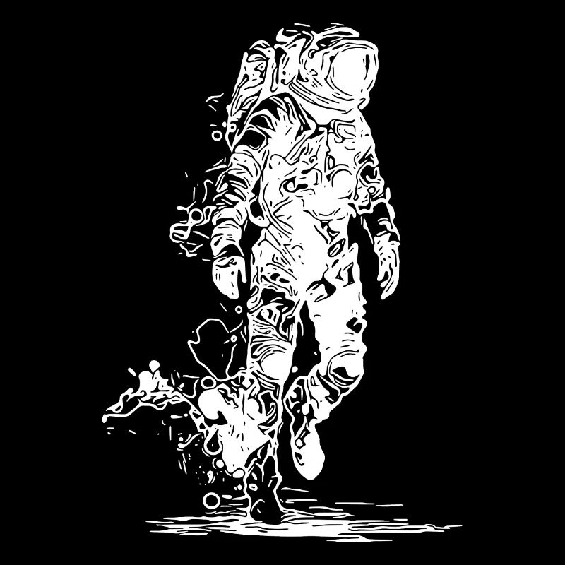 Astronaut walking over moon dust