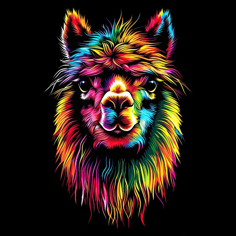 Alpaca Pop Art Bright Colors Llama Rainbow Alpaca