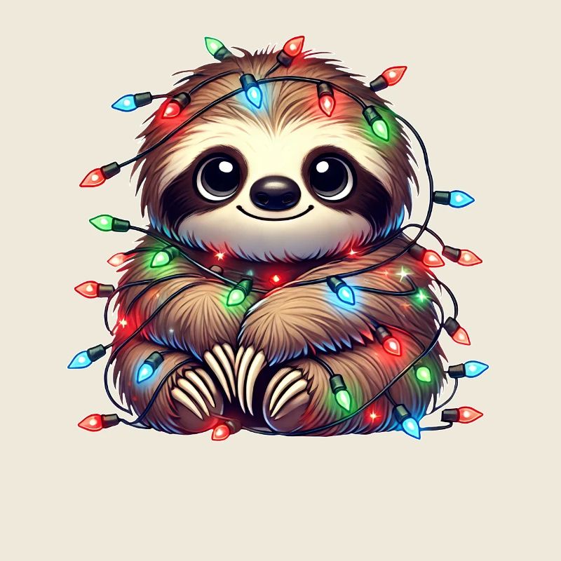Cute Sloth Christmas String Lights