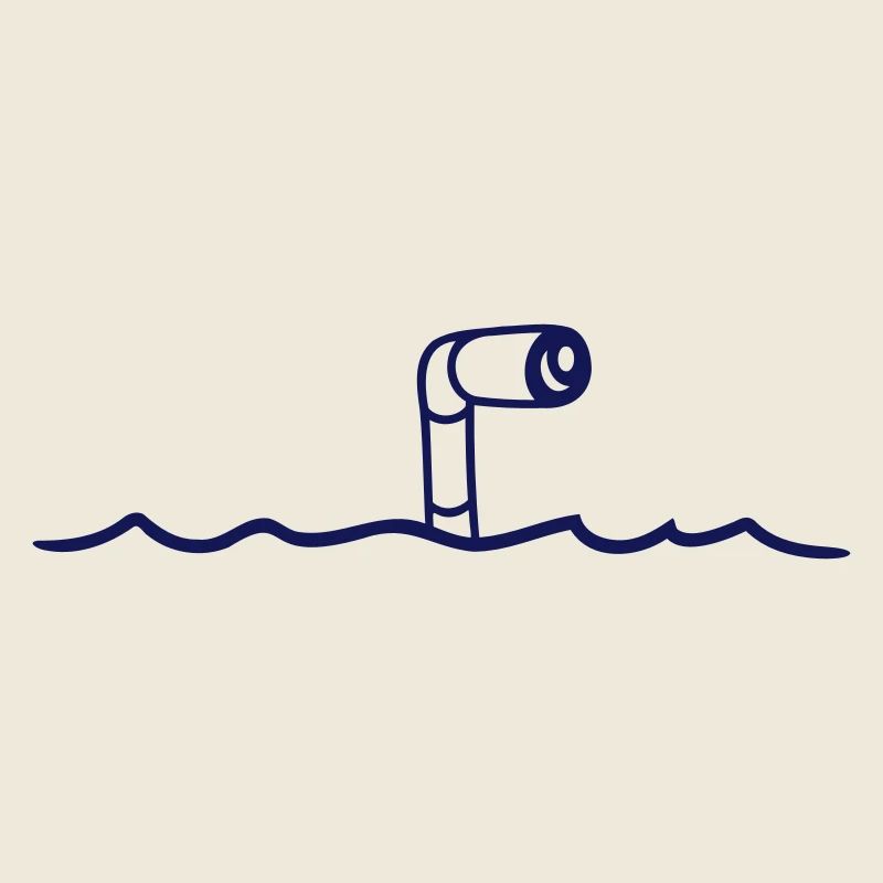 Submarine Water Surface Periscope Watching Dives