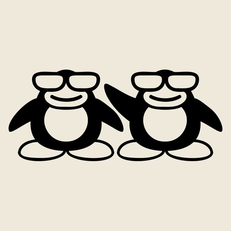 2 Pinguine Nerd Hornbrille Geek Schlau Team Crew