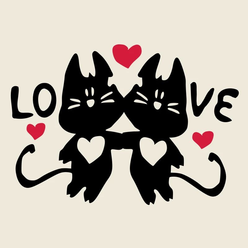 AMOUR chats et coeurs rouges