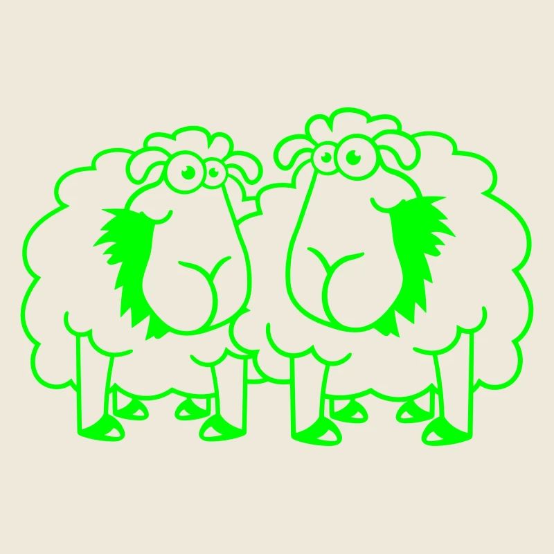Two Sheep Eating Grass 2 Friends Team Hungry