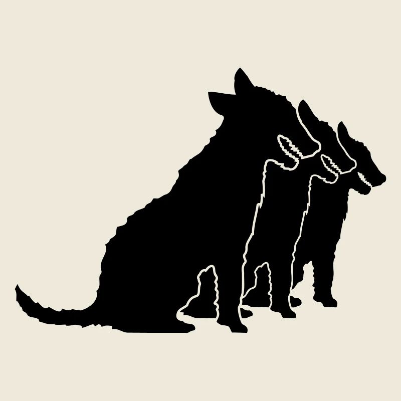 3 Hunde sitzen Team Crew Drei Freunde Silhouette