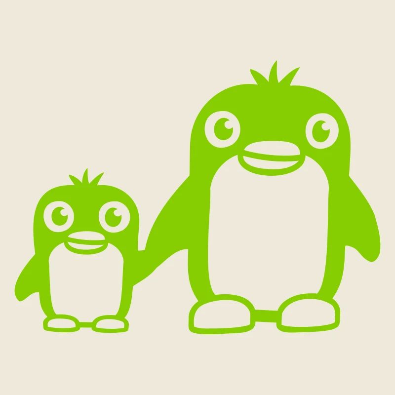 2 Penguins Dad Mom Child Baby Hands Holding Cute