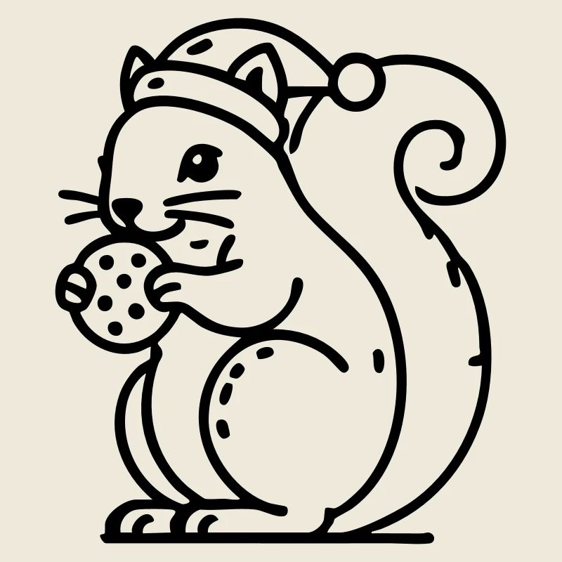Écureuil avec chapeau et biscuit Noël