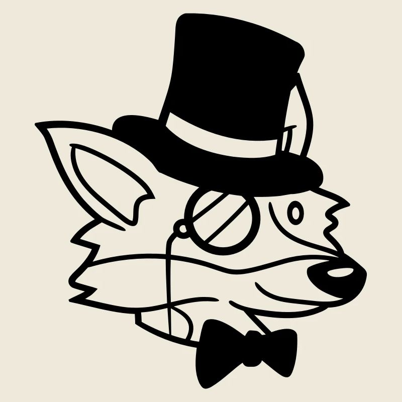Renard roux Renard Sir Mr. Chapeau haut de forme Lunettes monocle