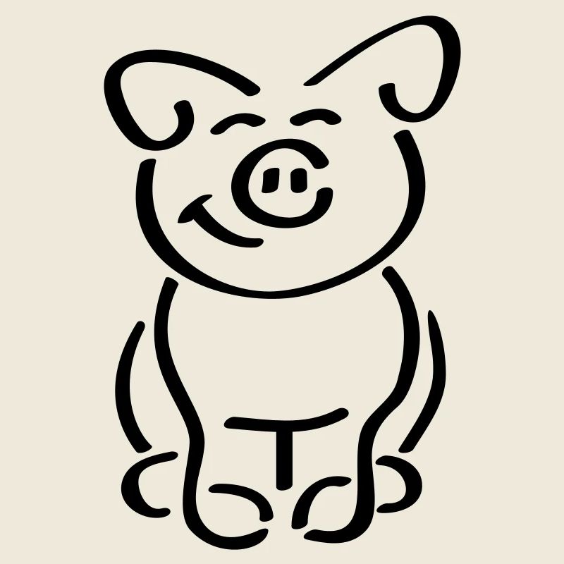 Niedliches Sitzendes Schweinchen Guckt Freundlich