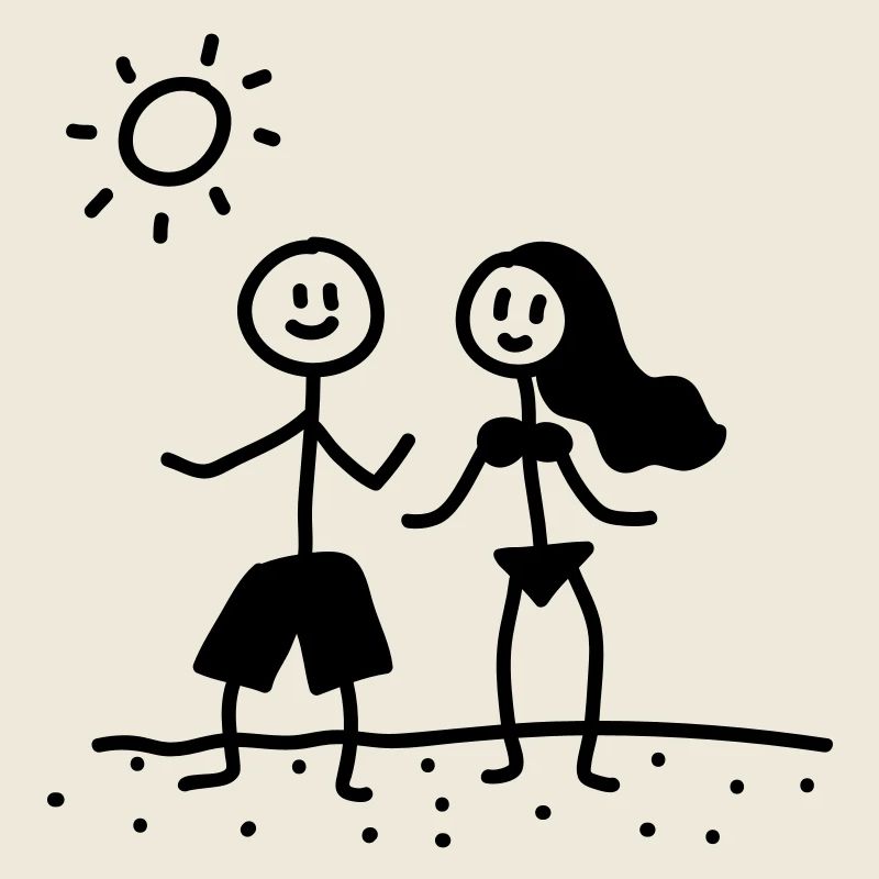 Couple on beach - line