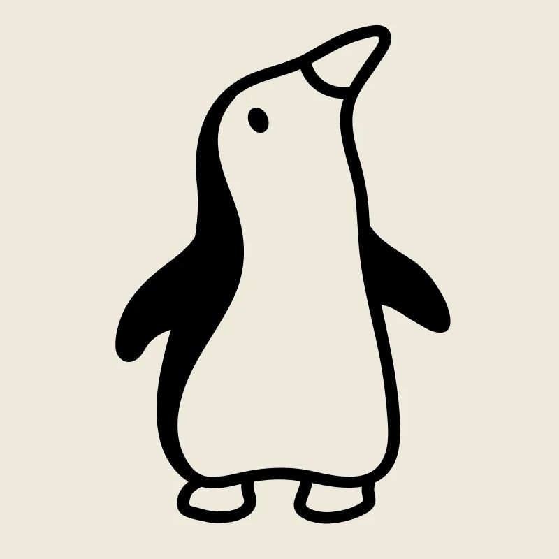 Penguin looks up - line