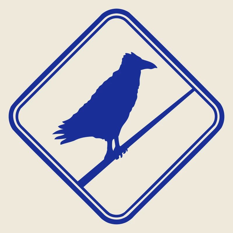 Raven Sitting Caution Cable Sign Note