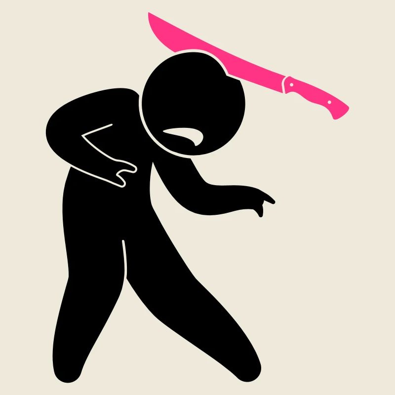 Ein Zombie mit einer Machete im Kopf