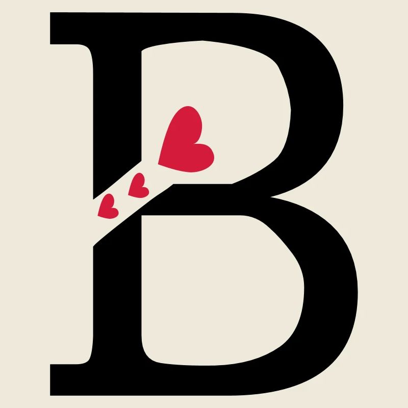 Capital lettre B avec des coeurs