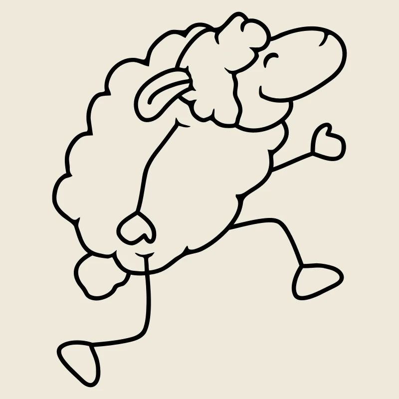 Sheep walks happily proudly dancing going hiking