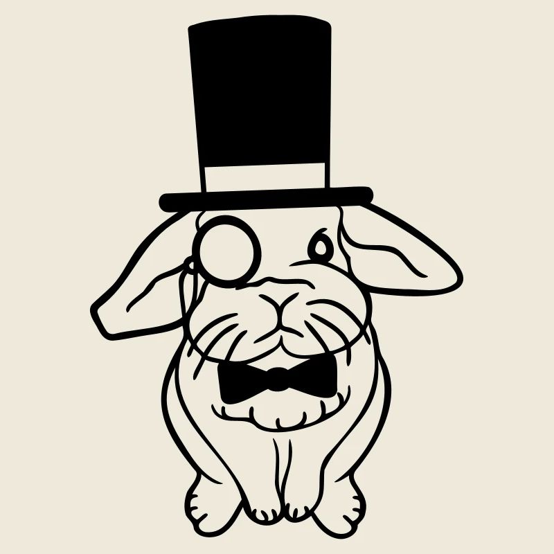 Mr. Bunny Gentleman Top Hat Monocle Glasses
