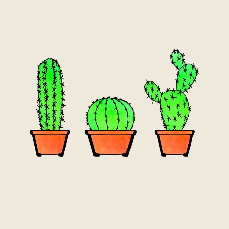 Trois types de cactus aquarelle cactus