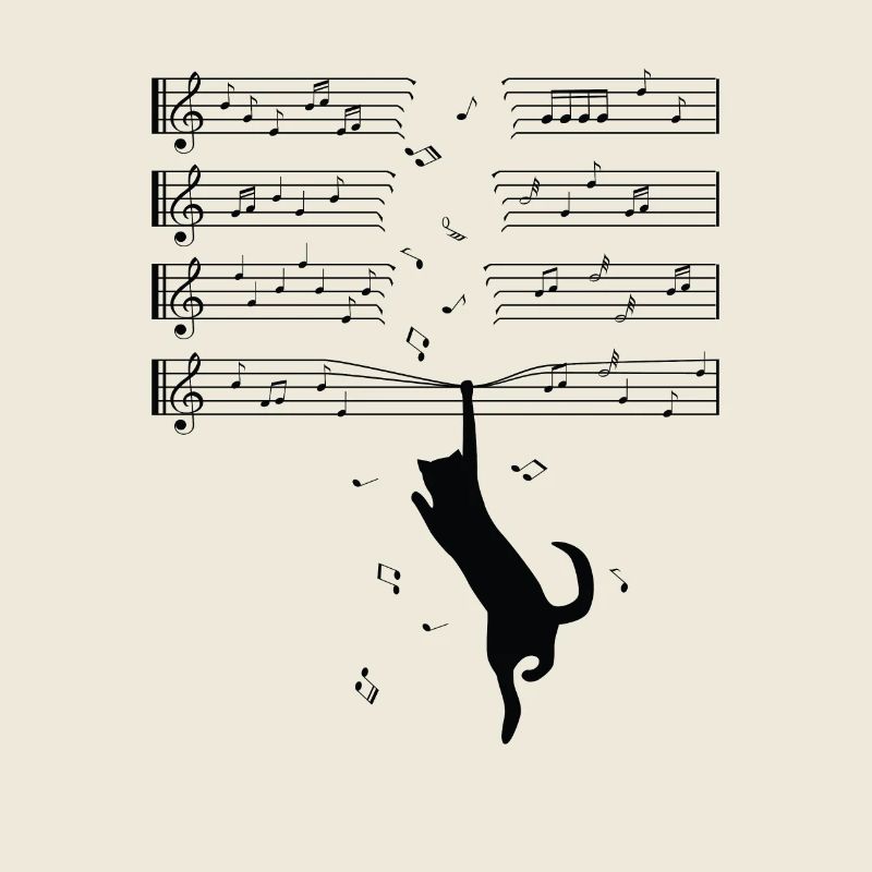 Cat musical notes kitten animal gift