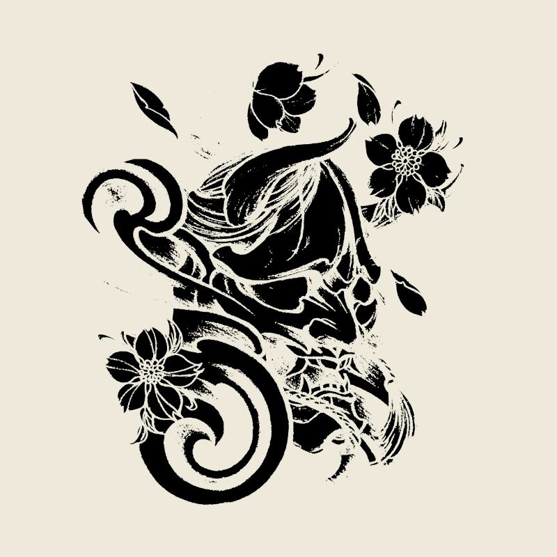 Devil with flowers black