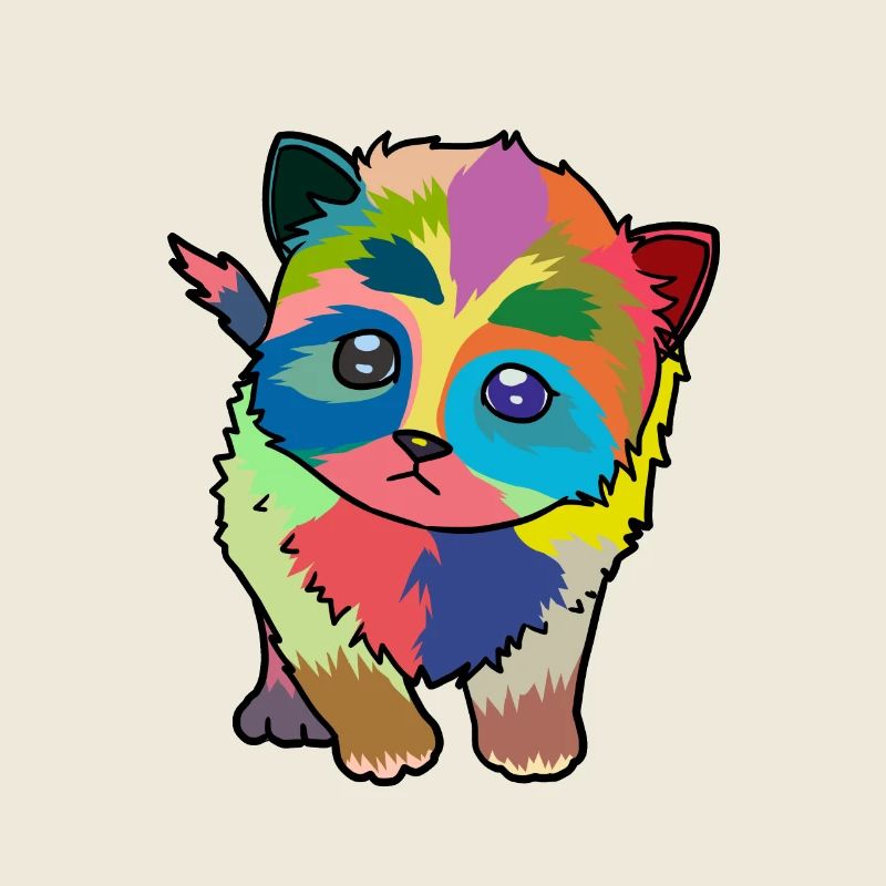Little colorful cute cat