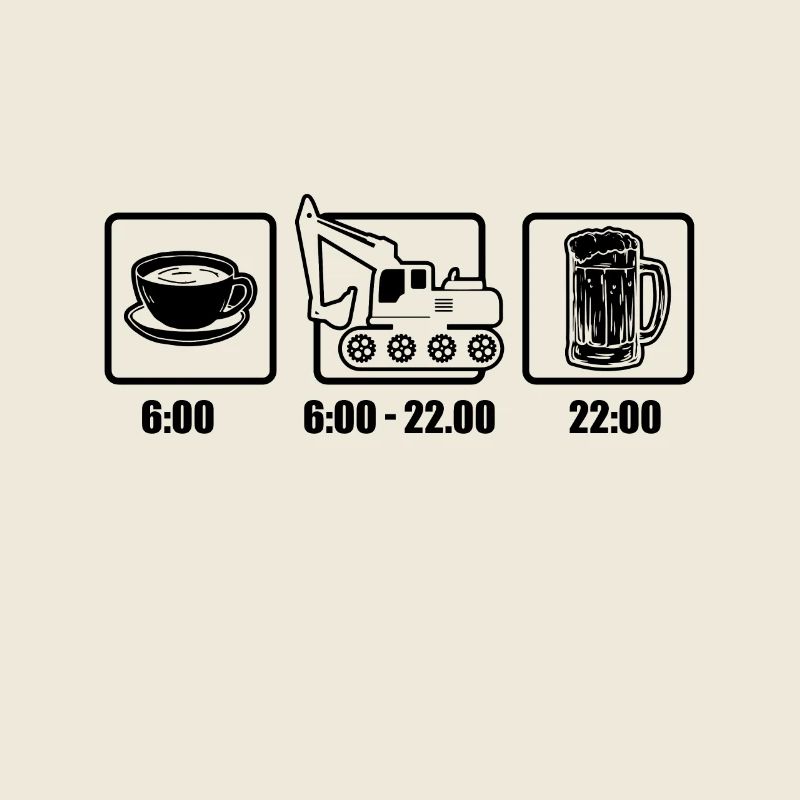 Excavator driver coffee beer