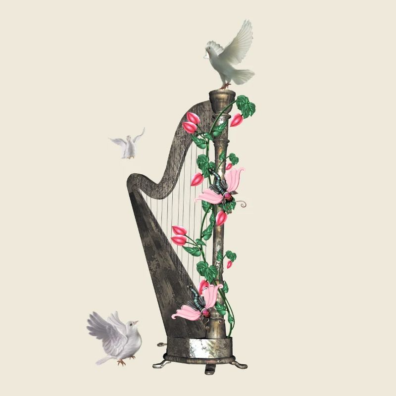 Wunderbare Harfe mit Taube