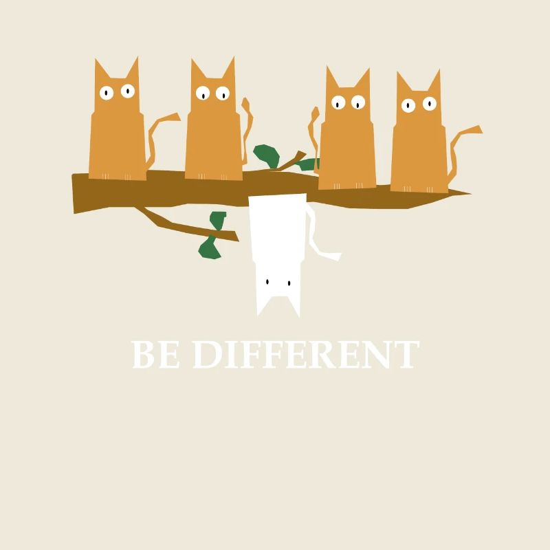 Be Different Funny Cats TShirt white cat